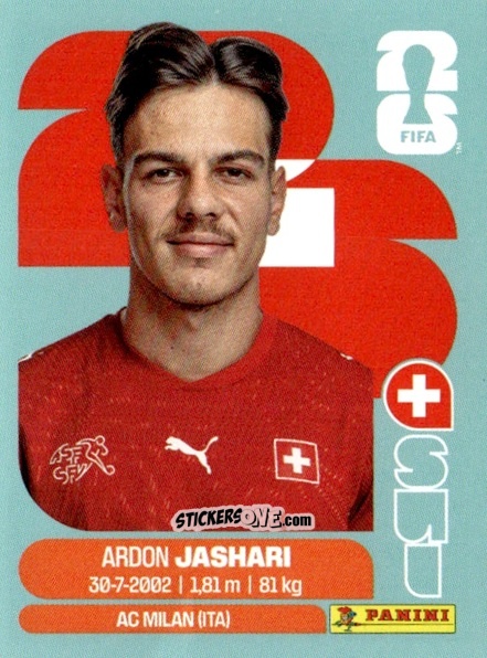Figurina Ardon Jashari - Fifa World Cup 2026. Standard Edition n. SUI14 - Panini