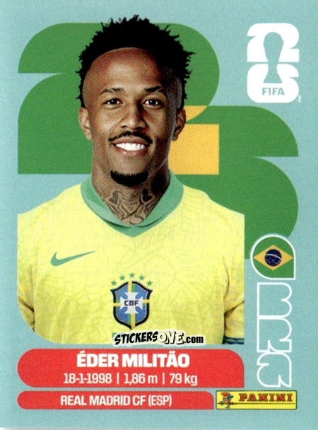 Figurina Éder Militão - Fifa World Cup 2026. Standard Edition n. BRA5 - Panini