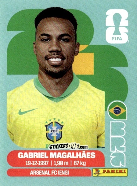 Sticker Gabriel Magalhães - Fifa World Cup 2026. Standard Edition n. BRA6 - Panini