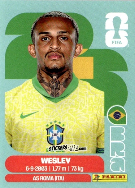 Sticker Wesley - Fifa World Cup 2026. Standard Edition n. BRA8 - Panini