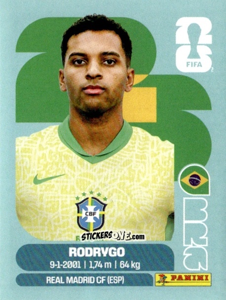 Figurina Rodrygo - Fifa World Cup 2026. Standard Edition n. BRA15 - Panini