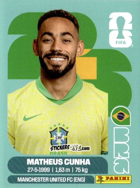 Sticker Matheus Cunha - Fifa World Cup 2026. Standard Edition n. BRA17 - Panini