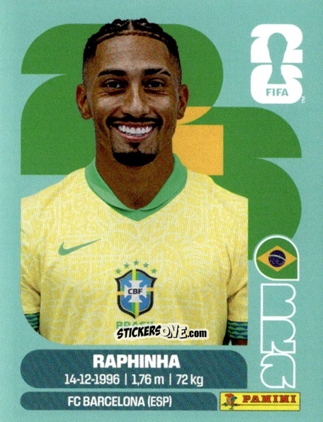 Sticker Raphinha - Fifa World Cup 2026. Standard Edition n. BRA19 - Panini