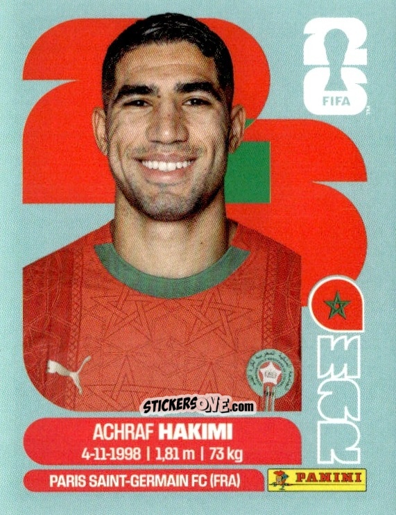 Figurina Achraf Hakimi - Fifa World Cup 2026. Standard Edition n. MAR4 - Panini