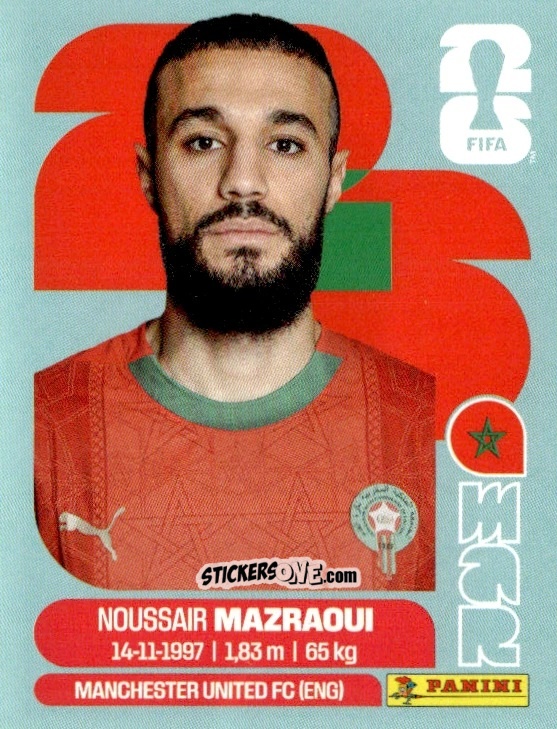 Figurina Noussair Mazraoui - Fifa World Cup 2026. Standard Edition n. MAR5 - Panini