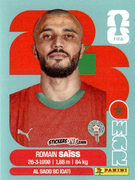 Figurina Roman Saiss - Fifa World Cup 2026. Standard Edition n. MAR7 - Panini