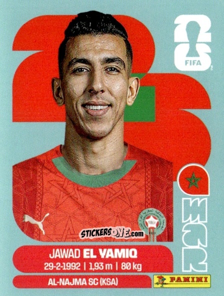 Figurina Jawad El Yamiq - Fifa World Cup 2026. Standard Edition n. MAR8 - Panini