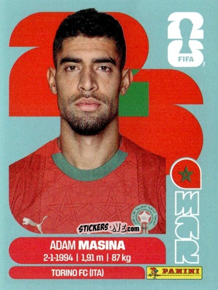 Figurina Adam Masina - Fifa World Cup 2026. Standard Edition n. MAR9 - Panini