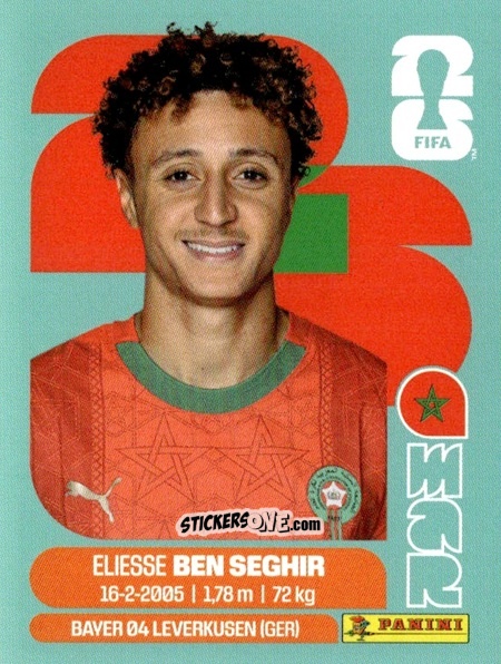 Figurina Eliesse Ben Seghir - Fifa World Cup 2026. Standard Edition n. MAR12 - Panini