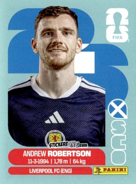 Figurina Andrew Robertson - Fifa World Cup 2026. Standard Edition n. SCO6 - Panini