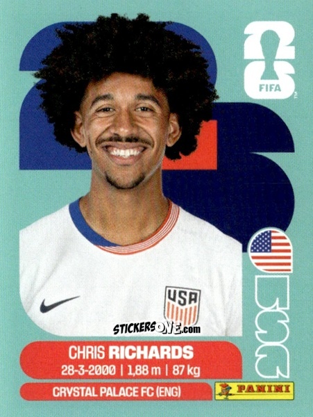Sticker Chris Richards - Fifa World Cup 2026. Standard Edition n. USA3 - Panini