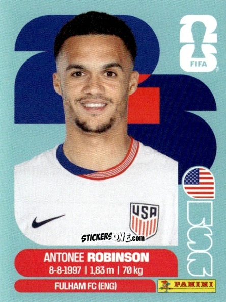 Sticker Antonee Robinson - Fifa World Cup 2026. Standard Edition n. USA7 - Panini