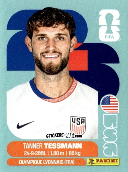Sticker Tanner Tessmann - Fifa World Cup 2026. Standard Edition n. USA9 - Panini