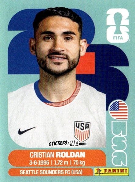Sticker Cristian Roldan - Fifa World Cup 2026. Standard Edition n. USA11 - Panini