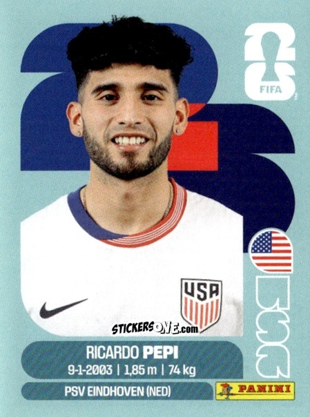 Figurina Ricardo Pepi - Fifa World Cup 2026. Standard Edition n. USA18 - Panini