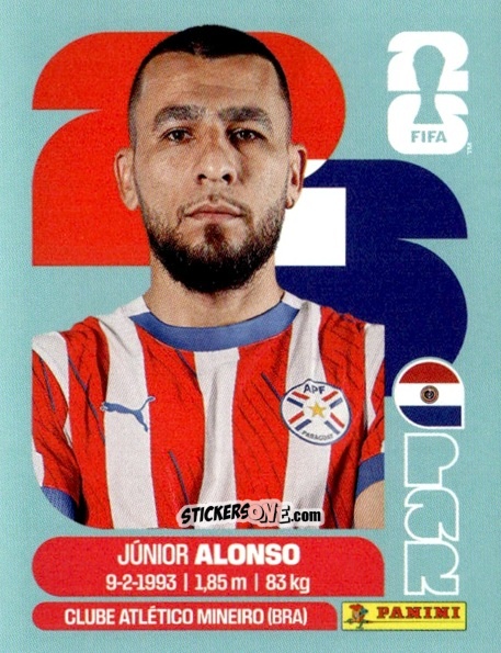 Figurina Junior Alonso - Fifa World Cup 2026. Standard Edition n. PAR8 - Panini