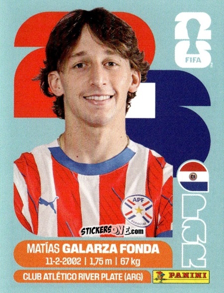 Sticker Matias Galarza Fonda - Fifa World Cup 2026. Standard Edition n. PAR14 - Panini