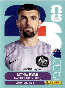 Figurina Mathew Ryan - Fifa World Cup 2026. Standard Edition n. AUS2 - Panini