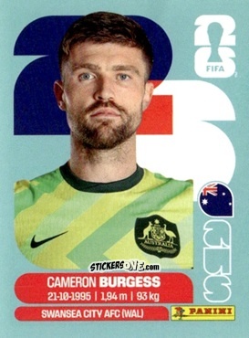 Figurina Cameron Burgess - Fifa World Cup 2026. Standard Edition n. AUS8 - Panini