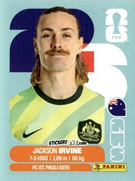 Figurina Jackson Irvine - Fifa World Cup 2026. Standard Edition n. AUS11 - Panini