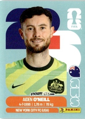 Figurina Aiden O'Neill - Fifa World Cup 2026. Standard Edition n. AUS14 - Panini
