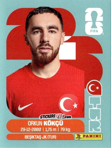 Cromo Orkun Kokcu - Fifa World Cup 2026. Standard Edition n. TUR12 - Panini