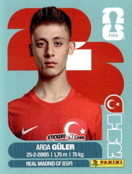 Cromo Arda Guler - Fifa World Cup 2026. Standard Edition n. TUR14 - Panini