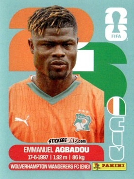 Figurina Emmanuel Agbadou - Fifa World Cup 2026. Standard Edition n. CIV8 - Panini