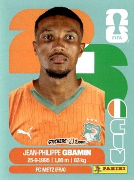 Cromo Jean-Philippe Gbamin - Fifa World Cup 2026. Standard Edition n. CIV14 - Panini
