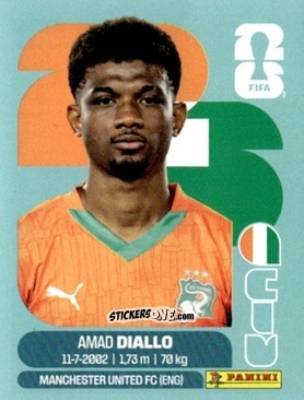 Sticker Amad Diallo - Fifa World Cup 2026. Standard Edition n. CIV15 - Panini