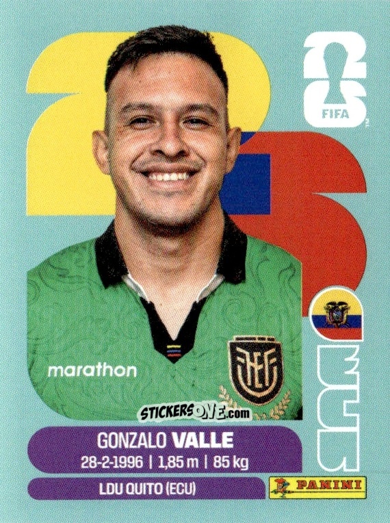 Sticker Gonzalo Valle - Fifa World Cup 2026. Standard Edition n. ECU3 - Panini