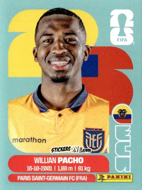 Sticker Willian Pacho - Fifa World Cup 2026. Standard Edition n. ECU6 - Panini