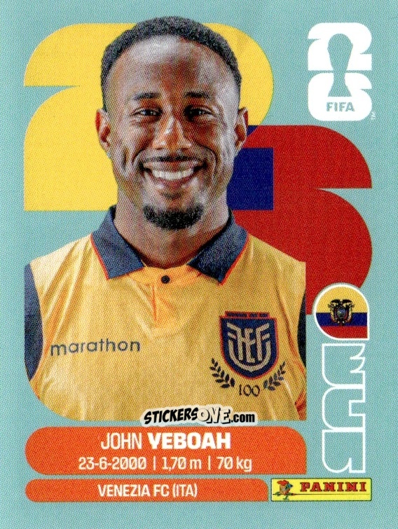 Sticker John Yeboah - Fifa World Cup 2026. Standard Edition n. ECU14 - Panini