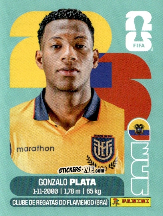 Cromo Gonzalo Plata - Fifa World Cup 2026. Standard Edition n. ECU16 - Panini