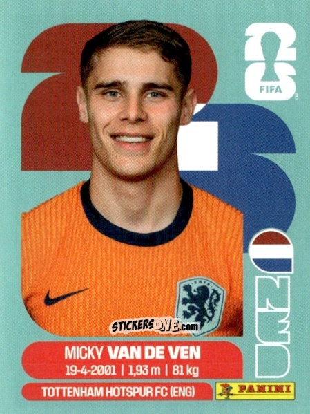 Sticker Micky van de Ven - Fifa World Cup 2026. Standard Edition n. NED4 - Panini