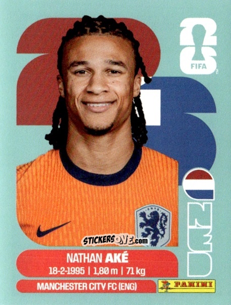 Figurina Nathan Aké - Fifa World Cup 2026. Standard Edition n. NED7 - Panini