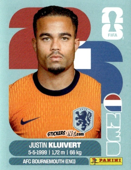 Cromo Justin Kluivert - Fifa World Cup 2026. Standard Edition n. NED16 - Panini