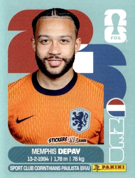 Figurina Memphis Depay - Fifa World Cup 2026. Standard Edition n. NED17 - Panini