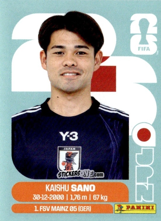 Cromo Kaishu Sano - Fifa World Cup 2026. Standard Edition n. JPN8 - Panini
