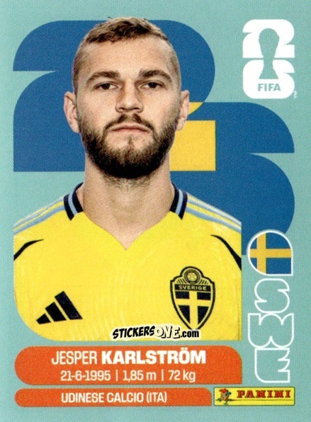 Sticker Jesper Karlström - Fifa World Cup 2026. Standard Edition n. SWE10 - Panini