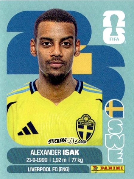 Sticker Alexander Isak - Fifa World Cup 2026. Standard Edition n. SWE19 - Panini