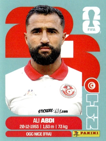 Figurina Ali Abdi - Fifa World Cup 2026. Standard Edition n. TUN7 - Panini