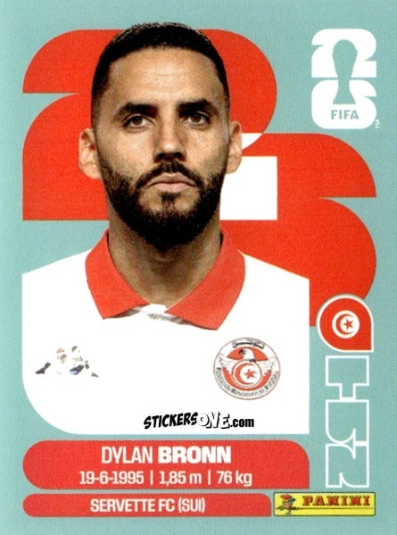 Figurina Dylan Bronn - Fifa World Cup 2026. Standard Edition n. TUN8 - Panini