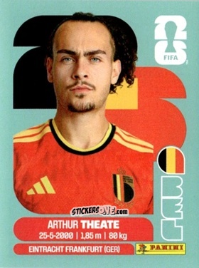 Sticker Arthur Theate - Fifa World Cup 2026. Standard Edition n. BEL3 - Panini