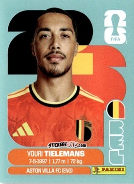 Sticker Youri Tielemans - Fifa World Cup 2026. Standard Edition n. BEL9 - Panini