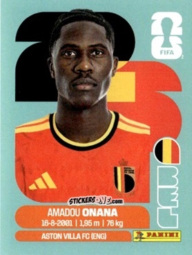 Sticker Amadou Onana - Fifa World Cup 2026. Standard Edition n. BEL10 - Panini