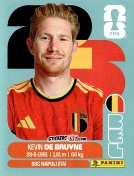 Cromo Kevin De Bruyne - Fifa World Cup 2026. Standard Edition n. BEL15 - Panini