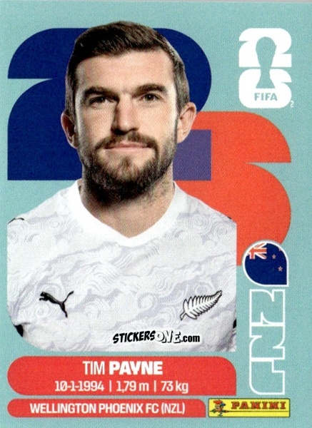 Cromo Tim Payne - Fifa World Cup 2026. Standard Edition n. NZL6 - Panini