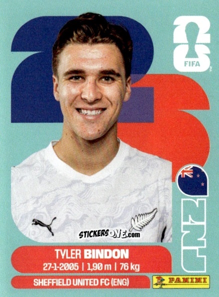 Cromo Tyler Bindon - Fifa World Cup 2026. Standard Edition n. NZL7 - Panini