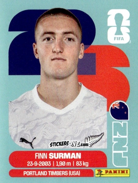 Cromo Finn Surman - Fifa World Cup 2026. Standard Edition n. NZL9 - Panini